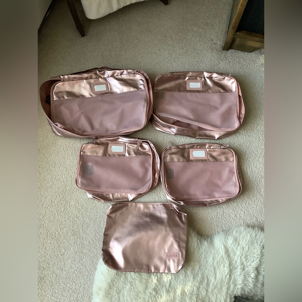 Calpak Metallic Pink Packing Cube Set